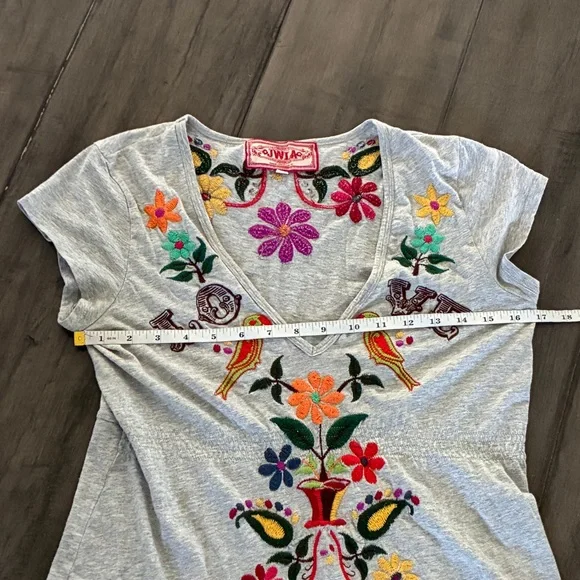 Johnny Was JWLA Love, Floral, and Birds Gray Tunic Dress - Size Medium - Picture 11 of 15